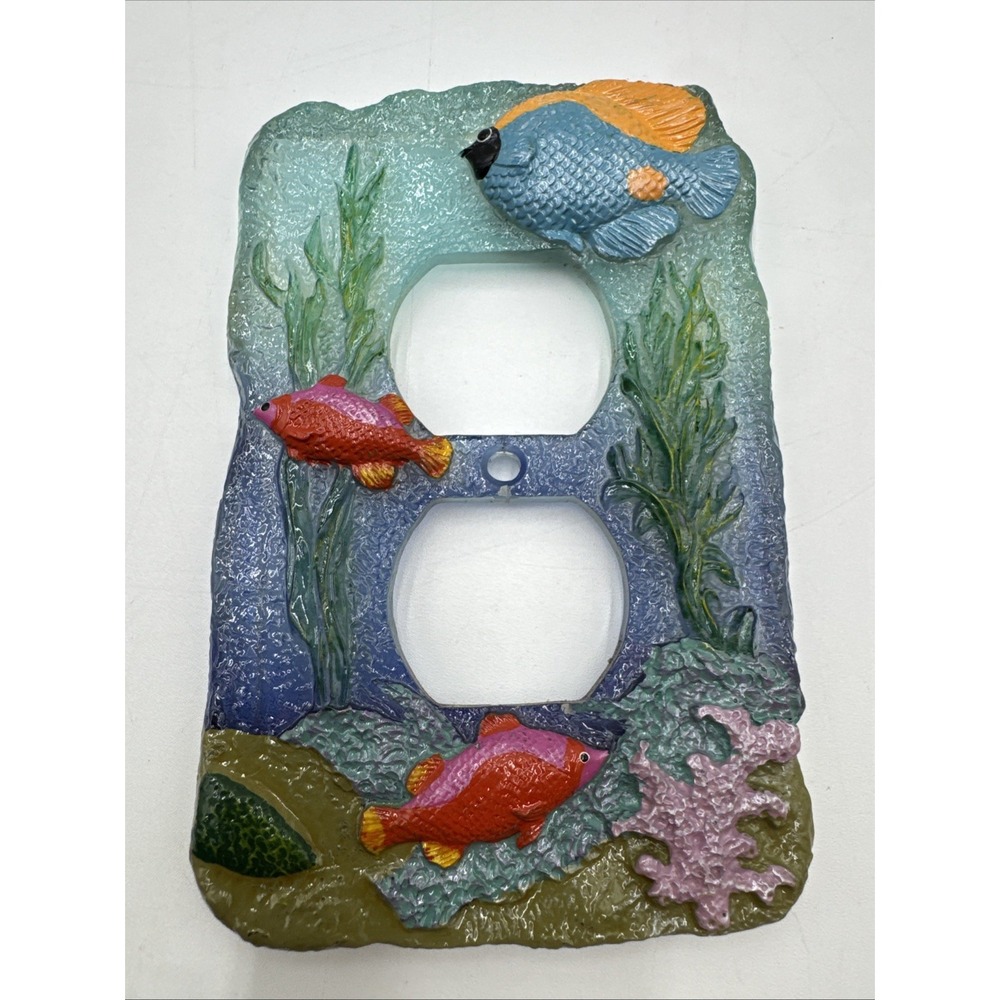 Vintage TROPICAL FISH Light Switch Wall Plate Outlet Cover Hand Painted Ocean 3D